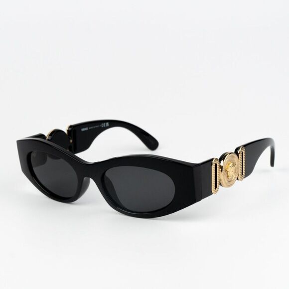 NEW Versace VE4480U GB1/87 Black Gold Dark Grey Oval Unisex Sunglasses main image 5